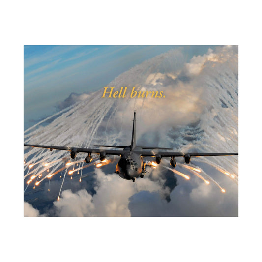 AC-130 Gunship "Hell Burns." Matte Horizontal Poster