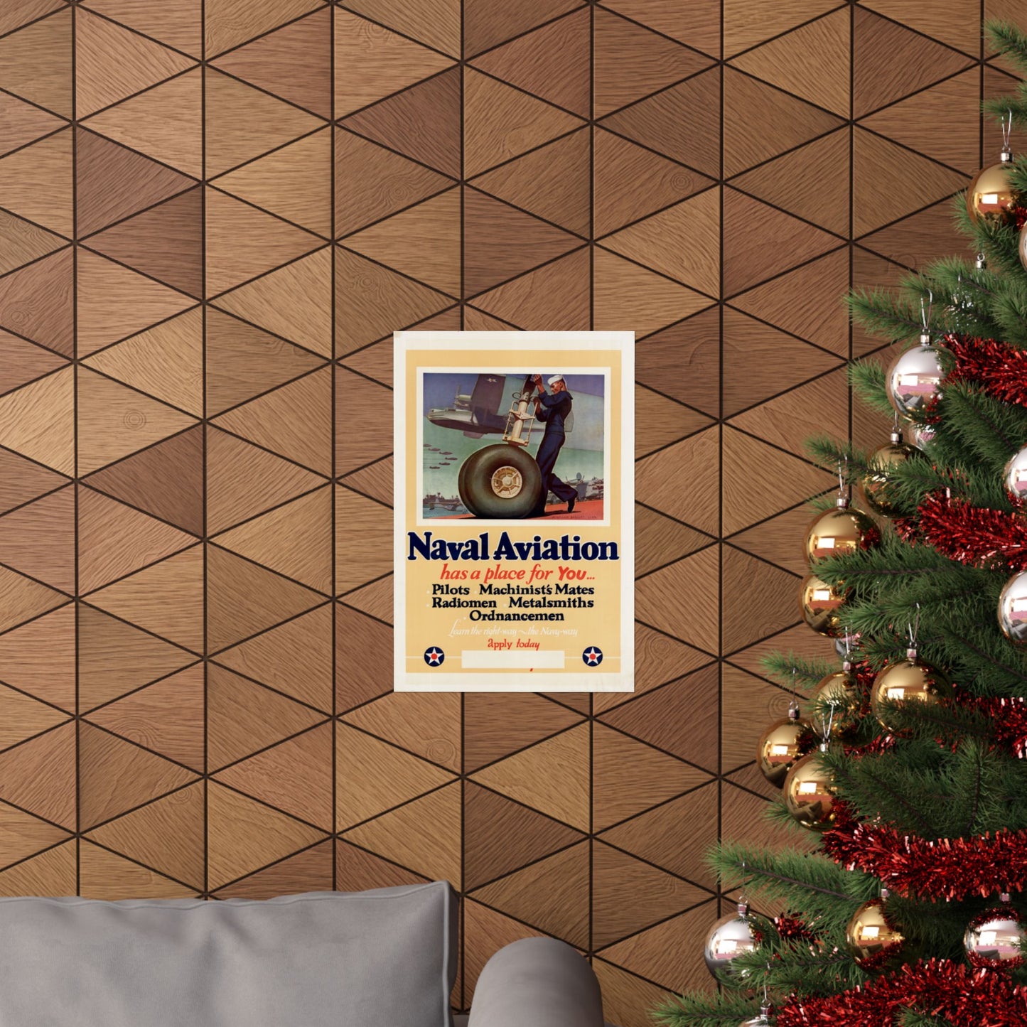 Vintage WWII "Naval Aviation" Matte Vertical Poster