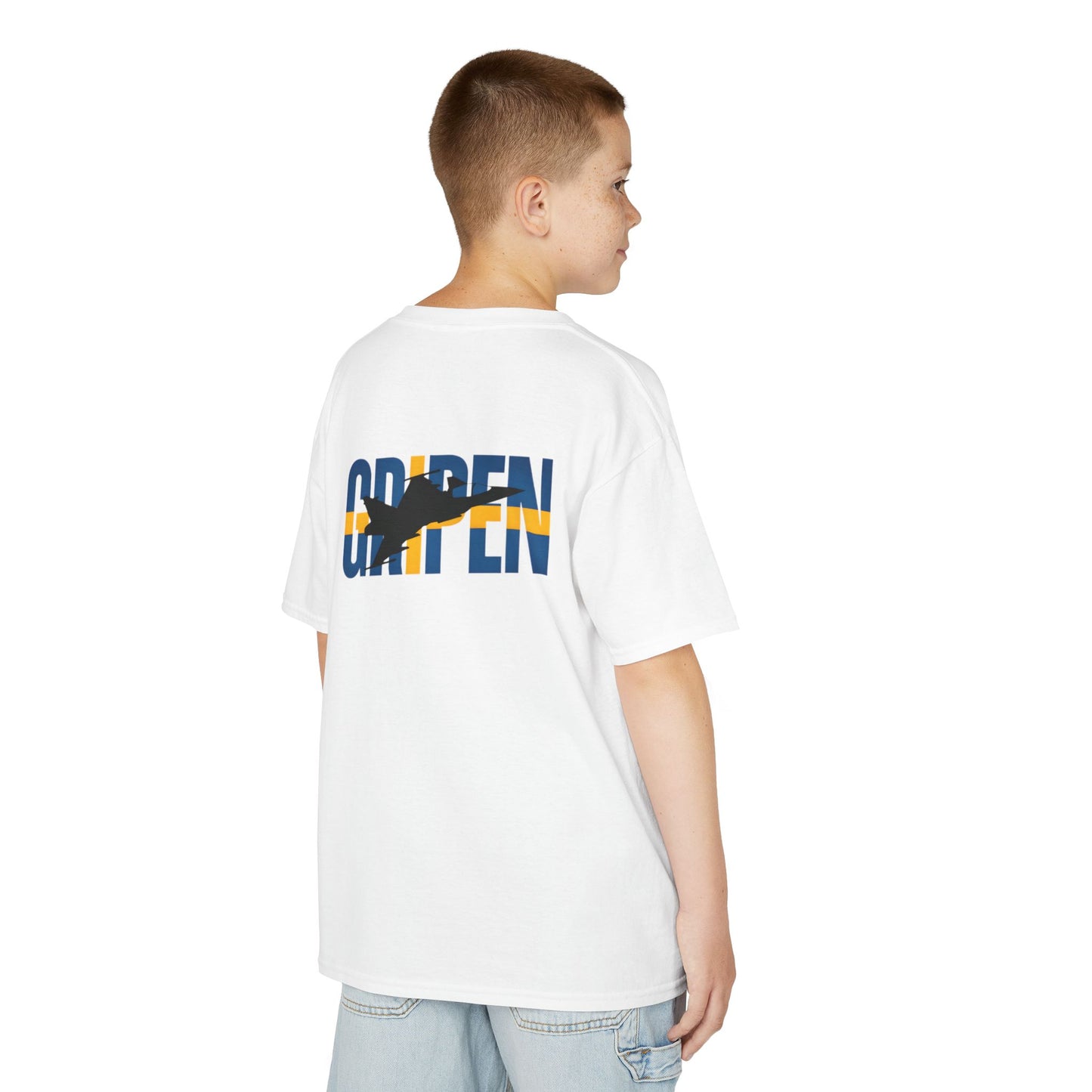 Camiseta unisex para niños del avión de combate Gripen JAS-39