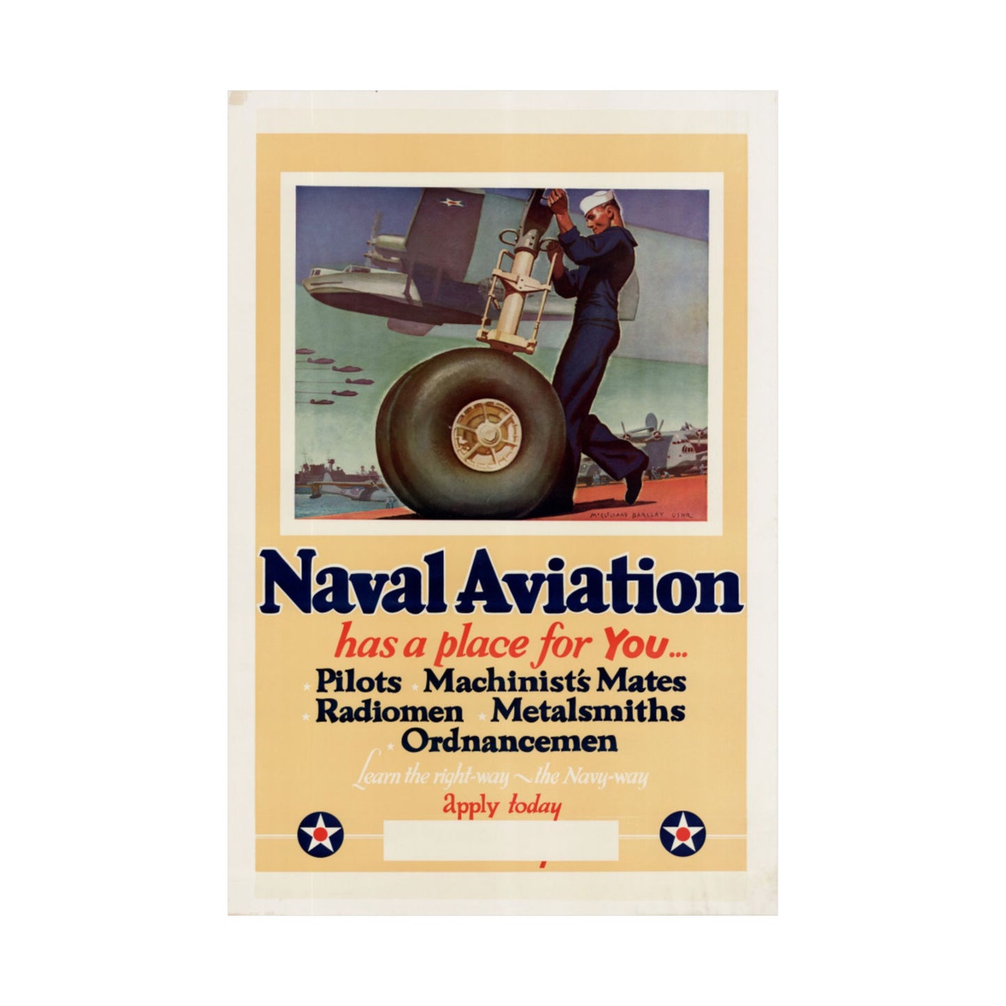 Vintage WWII "Naval Aviation" Matte Vertical Poster