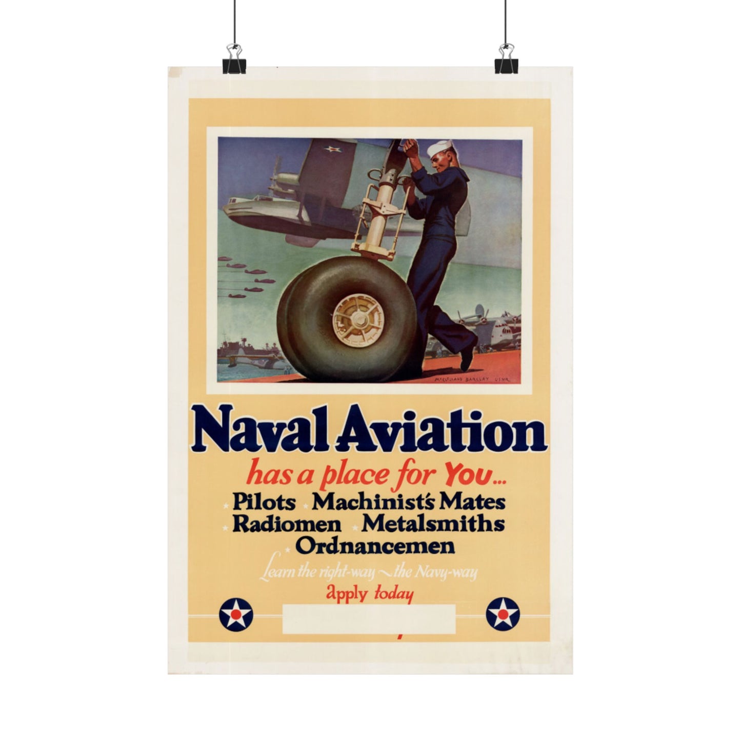 Vintage WWII "Naval Aviation" Matte Vertical Poster