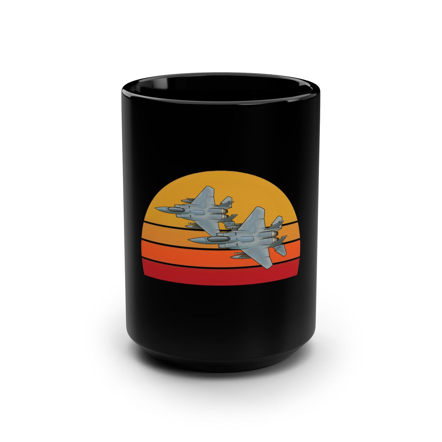 F-15 Retro Sunset Black Mug