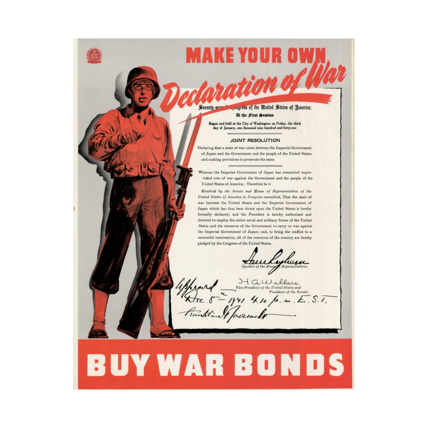 Vintage WWII "Buy War Bonds" Matte Vertical Poster