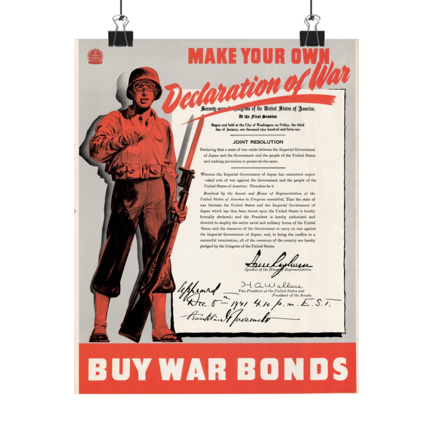 Vintage WWII "Buy War Bonds" Matte Vertical Poster