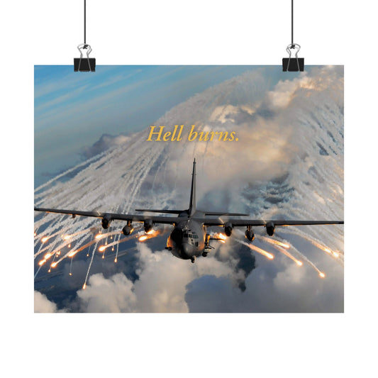 AC-130 Gunship "Hell Burns." Matte Horizontal Poster